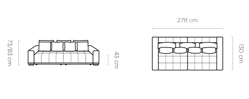 Sofa z bardzo dużą powierzchnią spania 175x228 VELUTTO 8