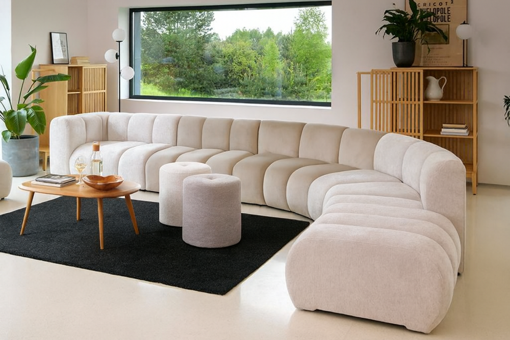 Największa sofa z zakrętem 6 metrów AULA 9 13 Największa sofa sześć metrów zaokrąglona z zakrętem