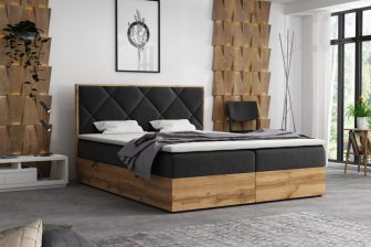 Łóżko kontynentalne ze skrzynią i materacami 140x200 HARDWOOD 4 Łózko kontynentalne z dwoma skrzyniami i z dwoma materacami