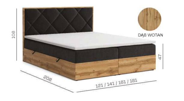 Łóżko kontynentalne ze skrzynią i materacami 140x200 HARDWOOD 4 Łóżko kontynentalne ze skrzynią i materacami 140x200 HARDWOOD 2