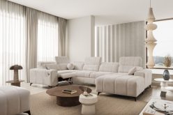 Narożnik U z elektrycznym sterowaniem i funkcją spania z gniazdem USB DOLCE 4 MIX 17 Premium narożnik U z elektrycznym podnóżkiem