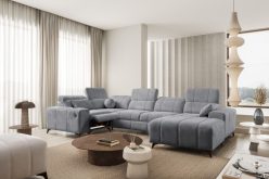 Narożnik U z elektrycznym sterowaniem i funkcją spania z gniazdem USB DOLCE 4 MIX 11 Szary narożnik U z elektrycznym podnóżkiem