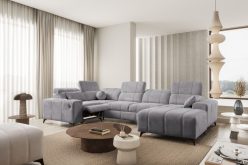 Narożnik U z elektrycznym sterowaniem i funkcją spania z gniazdem USB DOLCE 4 MIX 12 Jasnoszary narożnik U z elektrycznym podnóżkiem