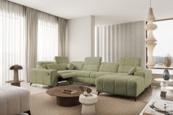 Narożnik U z elektrycznym sterowaniem i funkcją spania z gniazdem USB DOLCE 4 MIX 16 Jasny brąz narożnik U z elektrycznym podnóżkiem