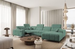 Narożnik U z elektrycznym sterowaniem i funkcją spania z gniazdem USB DOLCE 4 MIX 15 Ciemny szary narożnik U z elektrycznym podnóżkiem