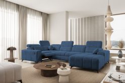 Narożnik U z elektrycznym sterowaniem i funkcją spania z gniazdem USB DOLCE 4 MIX 14 Granatowynnarożnik U z elektrycznym podnóżkiem