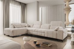 Narożnik z elektrycznymi dodatkami i funkcją spania DOLCE 11 21 Beżowy narożnik z elektrycznymi dodatkami i z funkcją spania