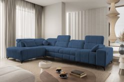 Narożnik z elektrycznymi dodatkami i funkcją spania DOLCE 11 17 Granatowy narożnik z elektrycznymi dodatkami i z funkcją spania