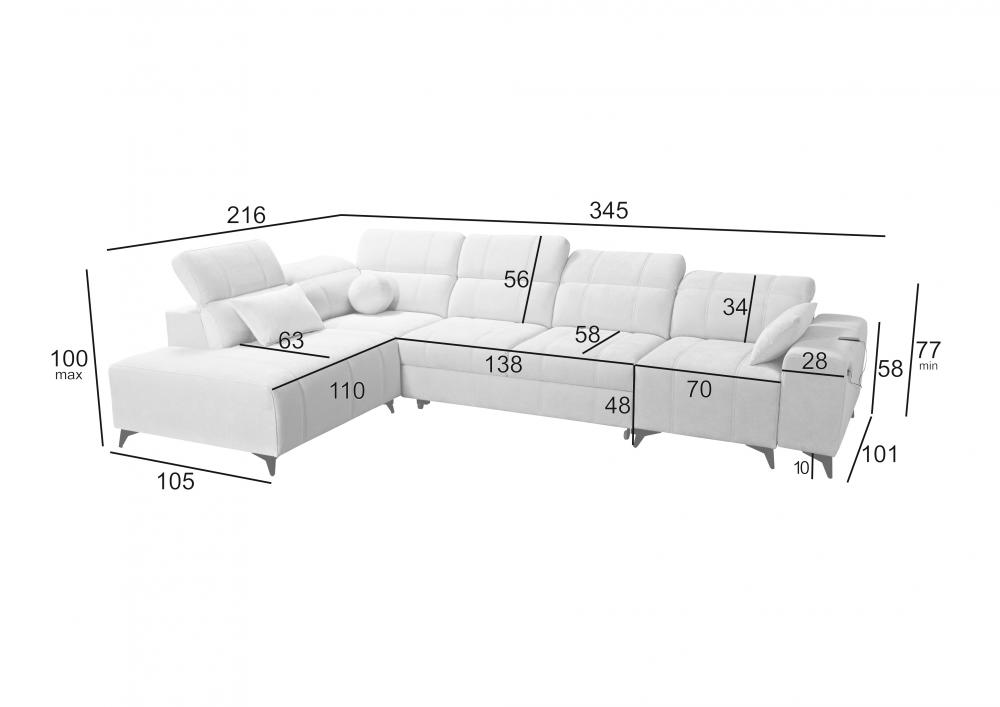 Narożnik z elektrycznymi dodatkami i funkcją spania DOLCE 11 35 Narożnik z elektrycznymi dodatkami i funkcją spania DOLCE 11 11