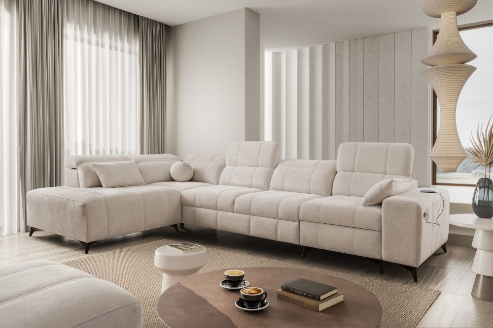 Narożnik z elektrycznymi gadżetami i funkcją spania DOLCE 11 MIX 26 Narożnik z elektrycznymi gadżetami i funkcją spania DOLCE 11 MIX 2