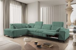 Narożnik z elektrycznymi gadżetami i funkcją spania DOLCE 11 MIX 18 Popielaty narożnik z elektrycznymi gadżetami i z funkcją spania