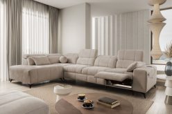 Narożnik z elektrycznymi gadżetami i funkcją spania DOLCE 11 MIX 21 Jasny brąz narożnik z elektrycznymi gadżetami i z funkcją spania