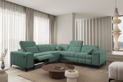 Narożnik z funkcją spania z gniazdem USB i elektrycznym podnóżkiem DOLCE 3 MIX 16 Duży szary narożnik z elektrycznym podnóżkiem