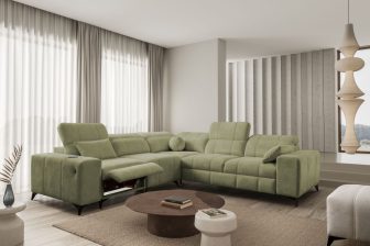 Narożnik z funkcją spania z gniazdem USB i elektrycznym podnóżkiem DOLCE 3 MIX 12 Modny narożnik z elektrycznym podnóżkiem