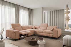 Narożnik z funkcją spania z gniazdem USB i elektrycznym podnóżkiem DOLCE 3 MIX 18 Jasnobrązowy narożnik z elektrycznym podnóżkiem