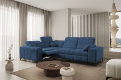 Narożnik z funkcją spania z gniazdem USB i z funkcją relaks DOLCE 2 MIX 11 Ekskluzywny granatowy narożnik z funkcją relaks elektryczny