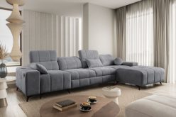 Narożnik z funkcją spania i USB DOLCE 12 12 Ciemnoszary długi narożnik do salonu z funkcją spania