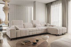 Narożnik z funkcją spania i USB DOLCE 12 18 beżowy długi narożnik do salonu z funkcją spania