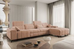 Narożnik z funkcją spania i USB DOLCE 12 16 Beżowy długi narożnik do salonu z funkcją spania