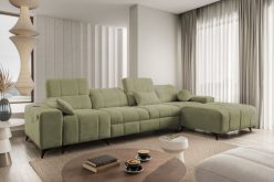 Narożnik z funkcją spania i USB DOLCE 12 15 Jasnobrązowy długi narożnik do salonu z funkcją spania