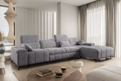 Narożnik z funkcją spania i USB DOLCE 12 17 Jasnoszary długi narożnik do salonu z funkcją spania