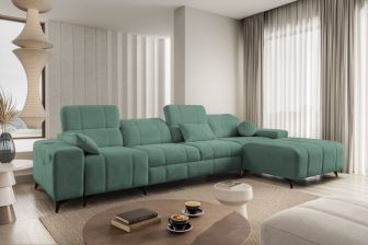 Narożnik z funkcją spania i USB DOLCE 12 7 Szary długi narożnik do salonu z funkcją spania