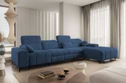Narożnik z funkcją spania i USB DOLCE 12 11 Granatowy długi narożnik do salonu z funkcją spania