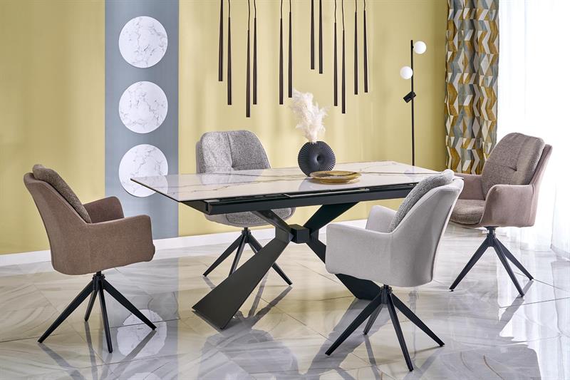 Rozkładany stół z połyskiem biały marmur 180-230 LUCIANO 2 Rozkładany stół z połyskiem biały marmur