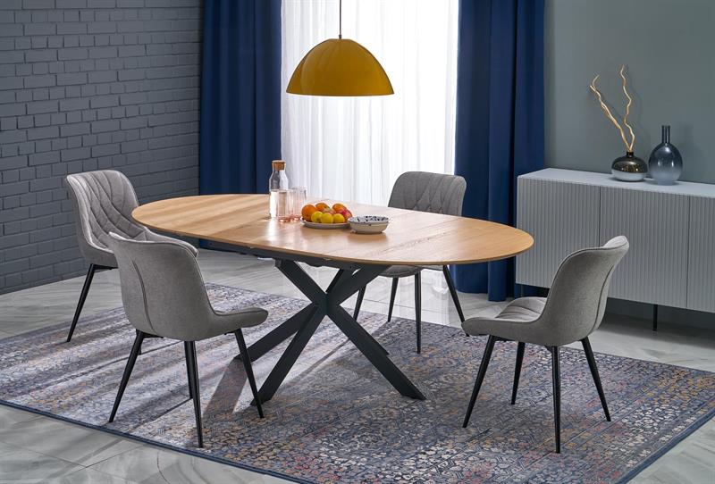 Stół okrągły rozkładany owalny 120-200 ACORD 1 Stół okrągły rozkładany owalny z czarnymi nogami