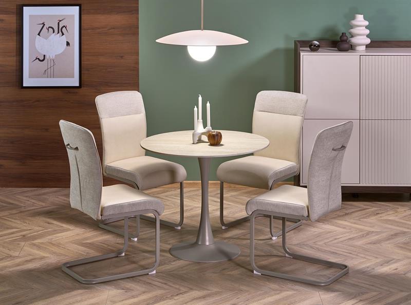 Stół okrągły trawertyn i kaszmir 90 TOLIO 2 Mały stół okrągły trwawertyn i kaszmir