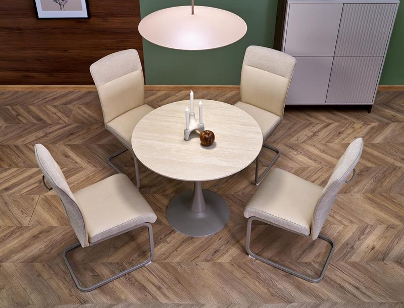 Stół okrągły trawertyn i kaszmir 90 TOLIO 1 Okrągły stół kaszmir