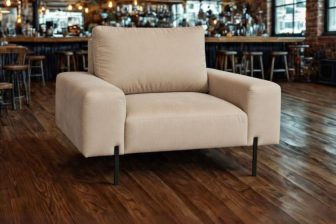 Loftowy fotel z dużym siedziskiem ALEXANDER 2 Beżowy fotel loftowy do dużego salonu