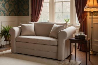 Kanapa dwuosobowa rozkładana w stylu brytyjskim