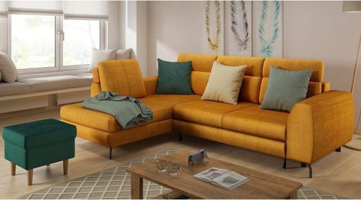 W jakich aranżacjach sprawdzi się narożnik kolor herbaciany? ☕️ 27 Nowoczesny narożnik kolor herbaty