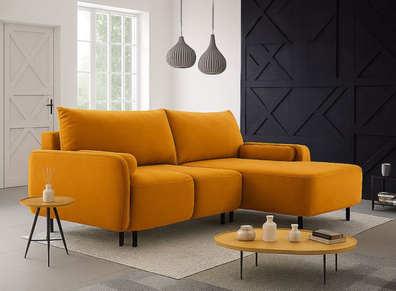 W jakich aranżacjach sprawdzi się narożnik kolor herbaciany? ☕️ 26 Mały narożnik koloru herbacianego