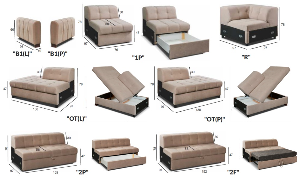 Narożnik ze stałym oparciem z funkcją spania ROYAL 1 12 Narożnik ze stałym oparciem z funkcją spania ROYAL 1 6