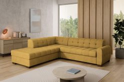 Narożnik ze stałym oparciem z funkcją spania ROYAL 1 4 Miodowy narożnik ze stałym oparciem rozkładany na wózku