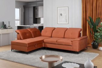 Nowoczesny narożnik z regulacją głebokości siedzisk z funkcją spania MADERIA 222 Nowoczesny narożnik z regulacją głębokości siedzisk z funkcją spania delfin