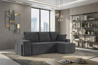 Tania rogówka z dwoma chowanymi pufami z funkcją spania