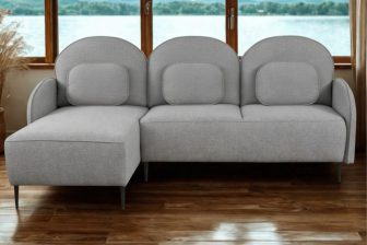 Rozkładana rogówka z chudymi podłokietnikami SONATA 1309 Szara jasna rogówka z chydymi podłokietnikami