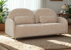 Rozkładana sofa z chudymi podłokietnikami SONATA 6 Beżowa sofa z cienkimi bokami