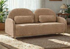 Rozkładana sofa z chudymi podłokietnikami SONATA 5 Jasnobrązowa sofa z chudymi boczkami