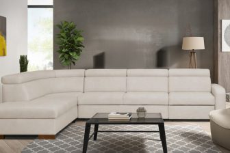 Rozkładany narożnik z zaokrąglonym rogiem DIAMANTE 9 6 Narożnik z zaokrąglonym rogiem z funkcją spania