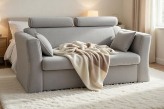 Sofa 2 osobowa z funkcją spania na wózku i pojemnikiem PRAGA 2 3 Sofa dwuosobowa z zagłówkami wysuwana do przodu