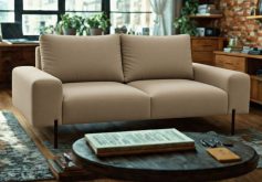 Sofa loftowa dwuosobowa z dużym siedziskiem ALEXANDER 8 Beżowa sofa loftowa na metalowych nogach