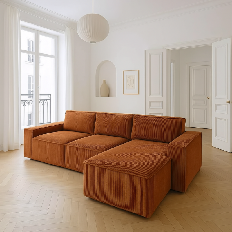 W jakich aranżacjach sprawdzi się narożnik kolor herbaciany? ☕️ 25 Sofa narożna w kolorze herbaty