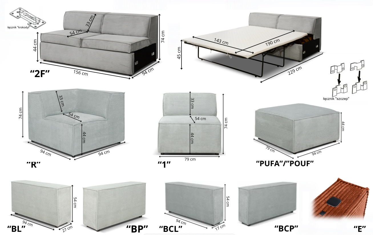 Kanapa stelaż belgijski BLOK 9 Kanapa stelaż belgijski BLOK 3