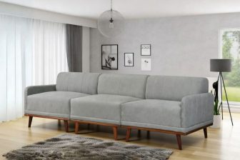 Wypoczynek 3 osobowy w stylu vintage MODERN RETRO 2 Ponadczasowy wypoczynek 3 osobowy na wysokich drewnianych nogach