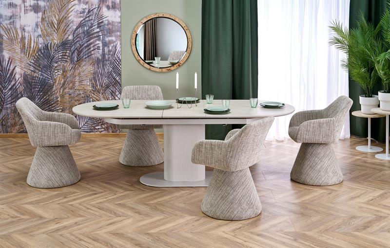 Bardzo elegancki stół owalny rozkładany na dużej podstawie 180-220 cm FALONE 2 Bardzo elegancji stół rozkładany do salonu