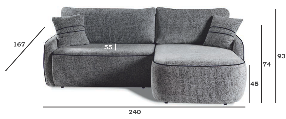 Bardzo ładna rogówka do małego salonu z funkcją spania RICO 3